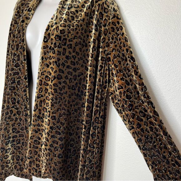Vintage R&K Evening Leopard Metallic Velvet Velour Jacket Missy Size 12 Unlined - Picture 4 of 9